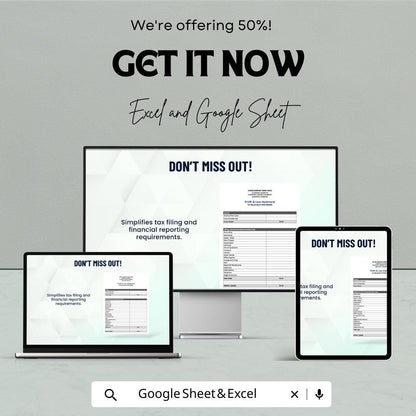 Profit and Loss Statement Sheet | Excel and Google Sheets | Business Finance Tracker | Printable P&L Template | Small Business Accounting