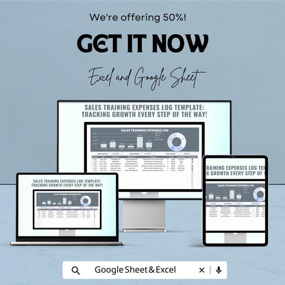 Sales Training Expenses Log Template | Sales Training Budget Tracker | Employee Training Cost Log | Training Expense Spreadsheet |
