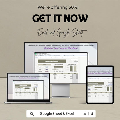 Business Accounting Spreadsheet - Excel & Google Sheet - Track Income, Expenses, and Profit - 50% Off