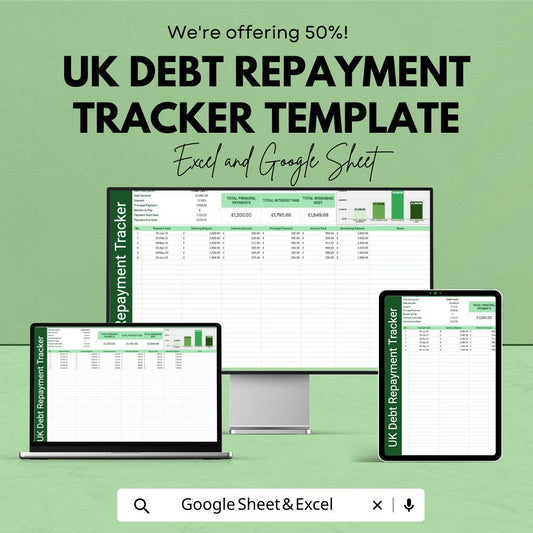 UK Debt Repayment Tracker Template, Excel and Google Sheets, Debt Payoff Planner, Loan & Credit Card Tracker, Personal Finance Spreadsheet