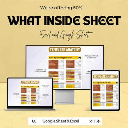 Home Affordability Calculator Sheet | Google Sheets | Affordable Home Price Calculator | Real Estate Budget Planner | Mortgage Calculator
