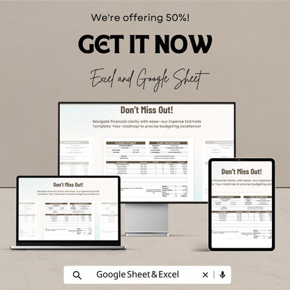 Expense Estimate Template | Excel & Google Sheet | Cost Breakdown | Budget Planning | Project Expense Tracker | Estimate Sheet for Business