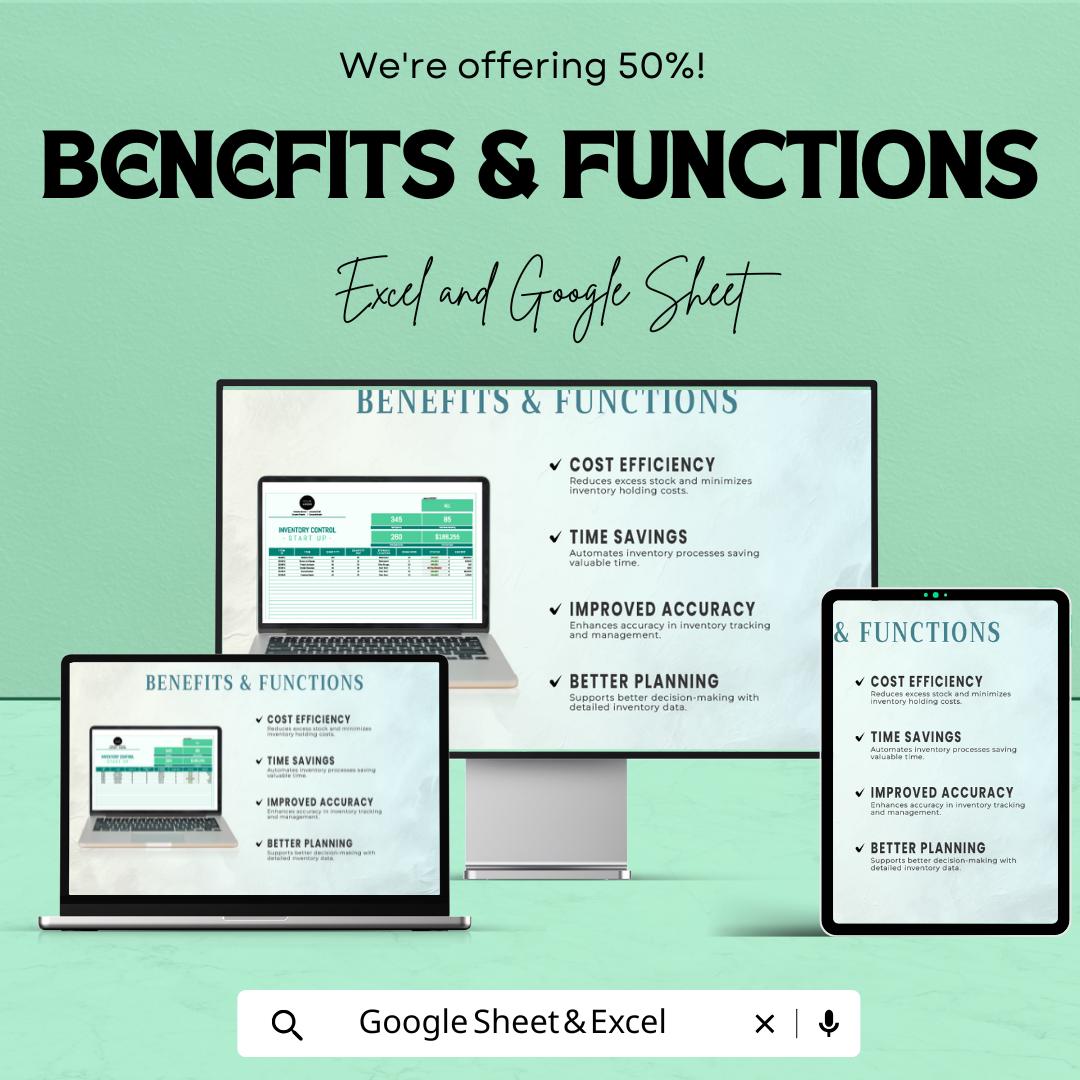 Startup Inventory Control Spreadsheet Template | Inventory Management System | Excel & Google Sheets