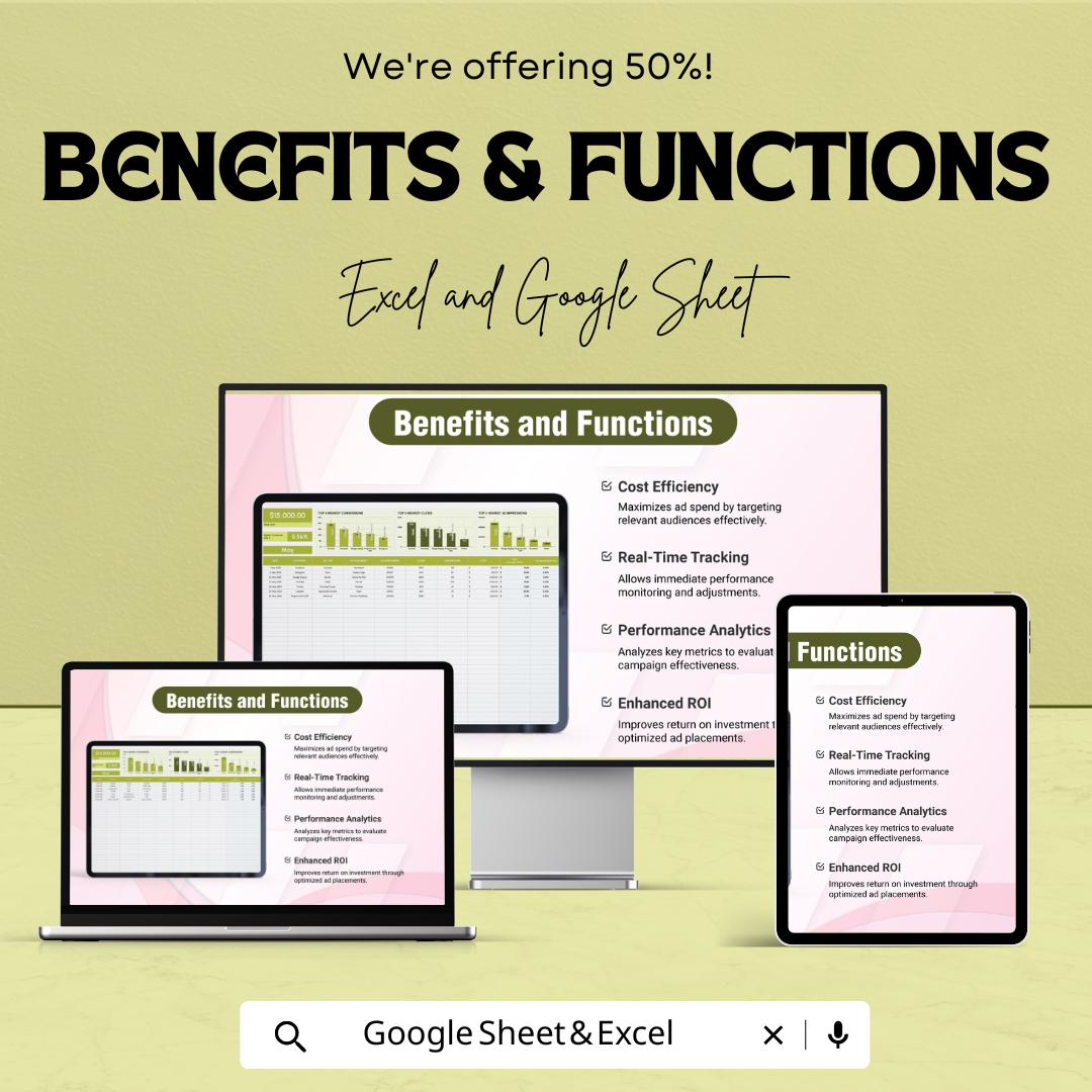 Advertising Programmatic Media Buying Log Sheet - Track Ad Campaign Performance in Excel & Google Sheets