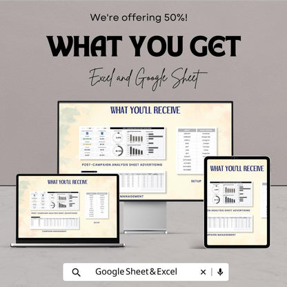 Post-Campaign Analysis Sheet Advertising Template | Marketing Campaign Report | Dashboard Analytics Spreadsheet | Excel & Google Sheets |