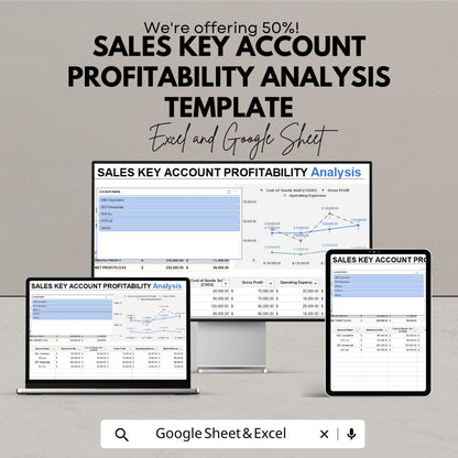Sales Key Account Profitability Analysis Template |  Margin Analysis, KPIs, Forecast, Sales Performance Tool