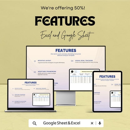 Marketing Consumer Behavior Analysis Template | Excel and Google Sheets | Customer Insights & Marketing Analytics Spreadsheet