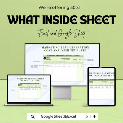 Marketing Lead Generation Cost Analyzer Template | Lead Cost Calculator | Lead Gen Budget Tracker | Marketing Cost Tracking Template