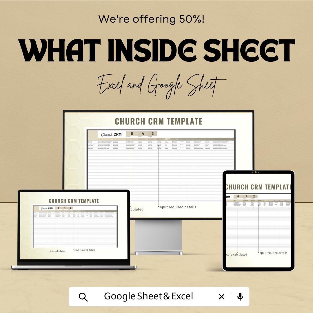 Church CRM Template Excel & Google Sheets | Church Management System | Member Database | Ministry Administration Spreadsheet