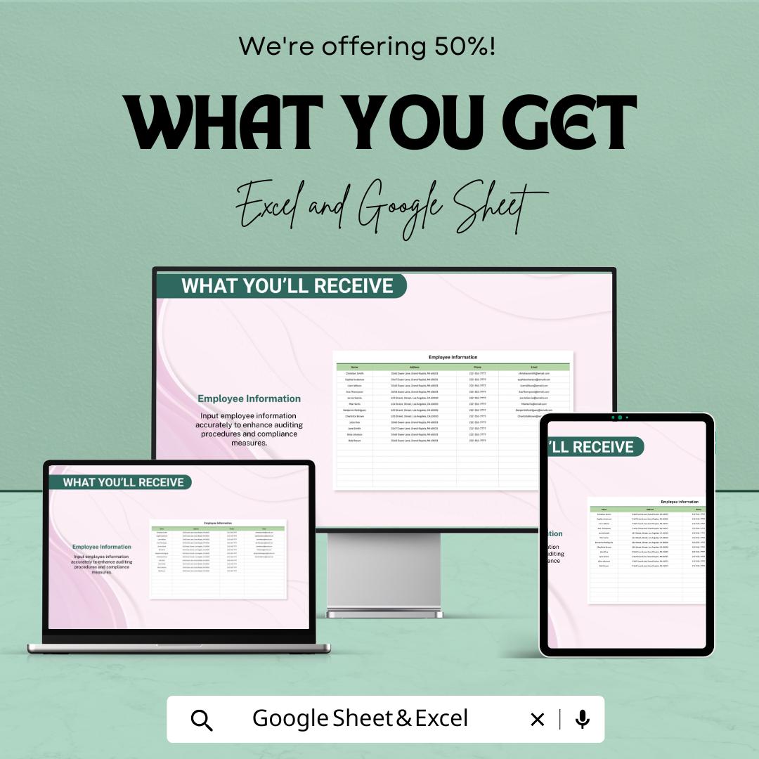 Finance Audit Evidence Compilation Template | Audit Documentation Sheet | Compliance Tracking Template | Financial Audit Workbook