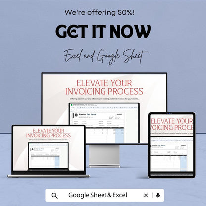 Editable Invoice Template | Excel and Google Sheets | Printable Invoice Form | Business Billing Template | Service and Product Invoice Sheet