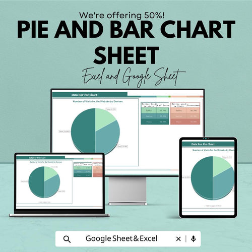 Pie and Bar Chart Sheet – Excel & Google Sheets Template | Customizable Data Visualization | 50% Off
