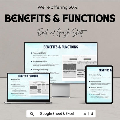 Finance Budget Planner | Revenue & Expense Tracker Template | Business Budget Spreadsheet | Financial Dashboard