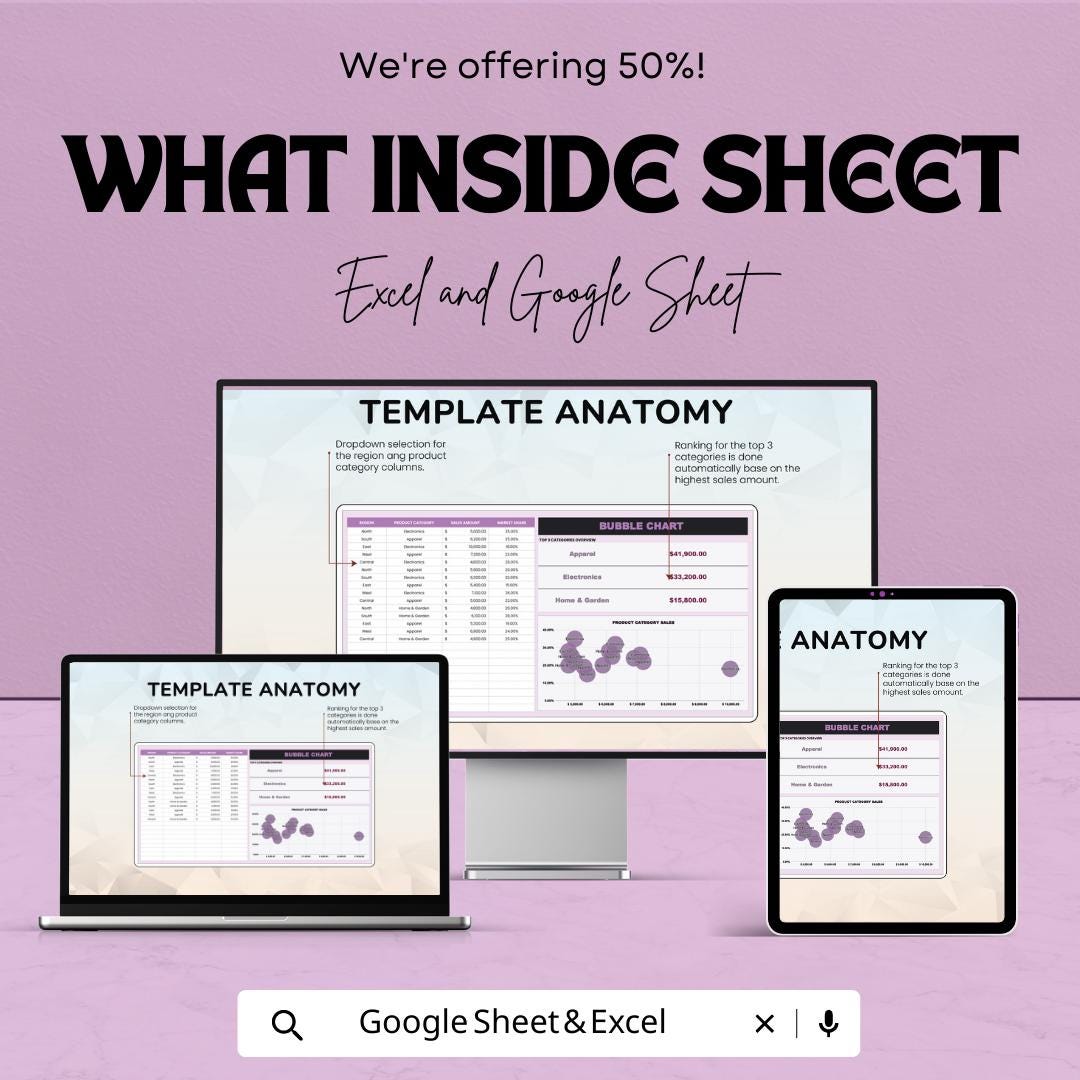 Bubble Chart Template Excel & Google Sheets | Data Visualization Spreadsheet | Market Analysis Dashboard | Business Analytics Chart