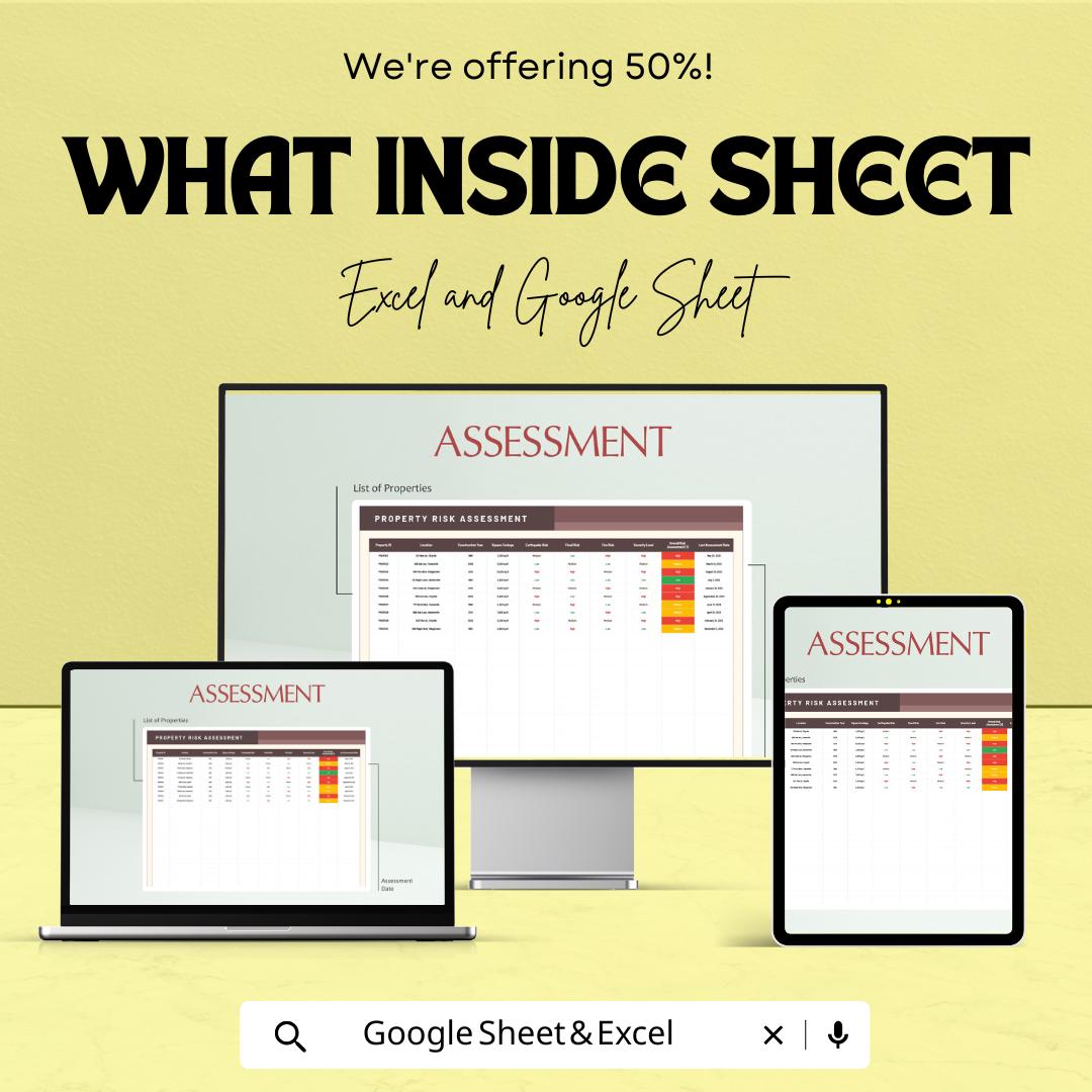 Property Risk Assessment Template | Fire, Flood & Earthquake Risk Tracker | Google Sheets and Excel