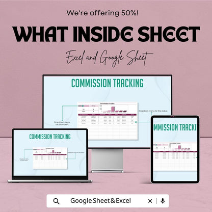 Commission Tracking Template | Sales Commission Tracker | Sales Rep Tracker | Commission Log | Employee Commission Sheet