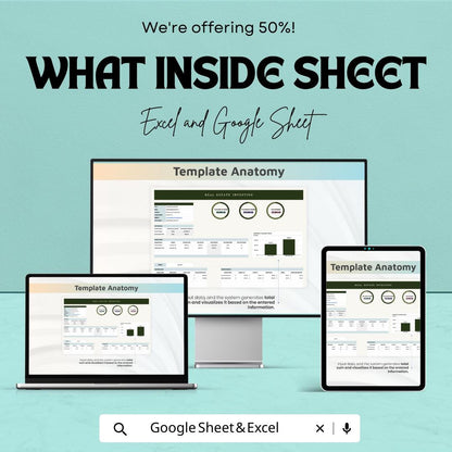 Real Estate Investing Template | Excel & Google Sheets Rental Property Tracker | Investment Analysis Spreadsheet | Cash Flow ROI Dashboard
