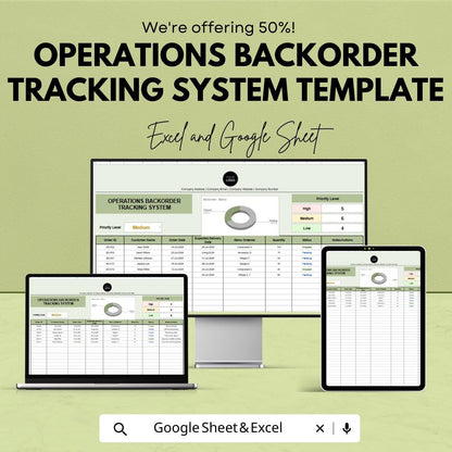 Operations Backorder Tracking System Template | Order Management Spreadsheet | Excel & Google Sheets