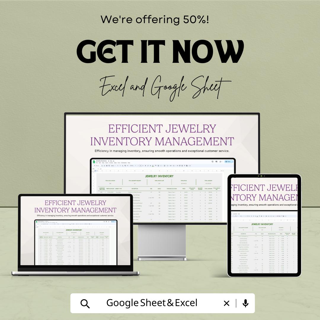 Jewelry Inventory Template | Excel & Google Sheets Jewelry Stock Tracker | Boutique Inventory Spreadsheet | Jewelry Business Inventory Log