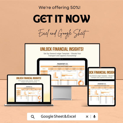 Transport and Logistics General Ledger Sheet | Google Sheets | Financial Accounting Tracker for Fleet, Logistics & Transport Businesses