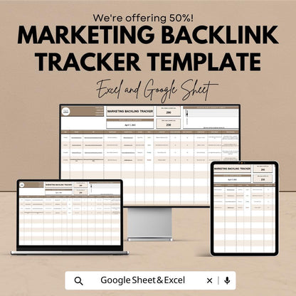 Marketing Backlink Tracker Template | SEO Link Building Spreadsheet | Digital Marketing Tracker | Website SEO Management Tool