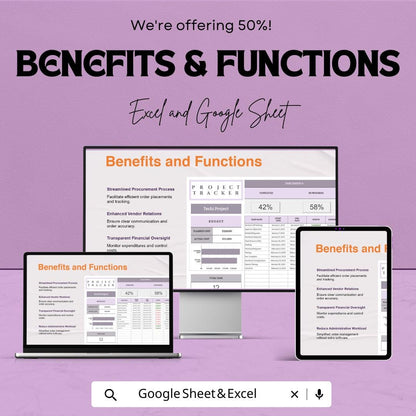 Project Tracker Template | Excel & Google Sheets | Project Management Spreadsheet | Task Tracker Dashboard | Budget Planner | Work Organizer