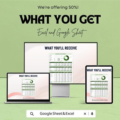 Quarterly Sales Budget Template | Sales Budget Planner | Quarterly Revenue Forecast | Excel & Google Sheets | Sales Planning Spreadsheet