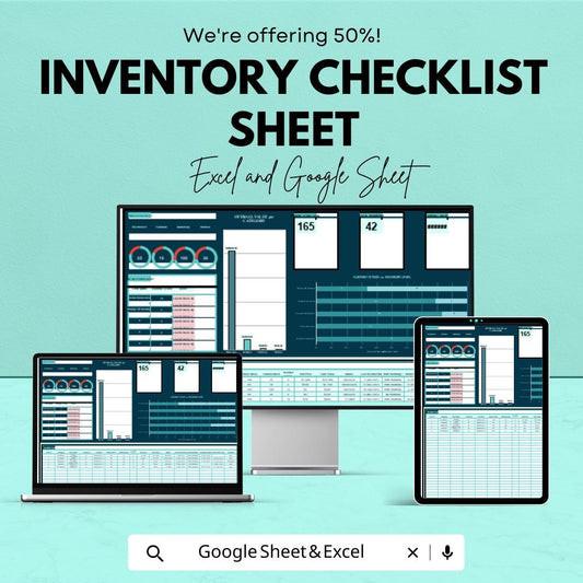 Inventory Checklist Sheet - Excel and Google Sheets Template for Efficient Stock Management | Track Inventory & Prevent Stockouts