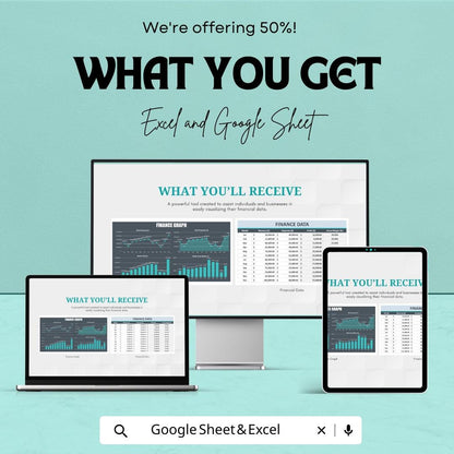 Finance Graph Template | Financial Dashboard Spreadsheet | Business Finance Chart Template | Revenue Expense Profit Tracker