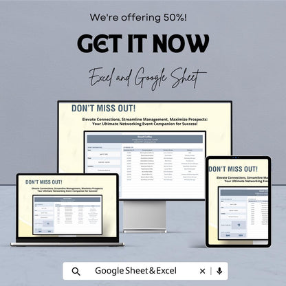Sales Networking Event Attendee List Template | Event Guest Tracker | Conference Contact Sheet | Excel & Google Sheet Template