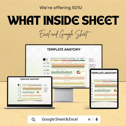 Marketing SEO Performance Dashboard | SEO Dashboard Excel & Google Sheet | SEO Tracking Template | Marketing Metrics Tracker |