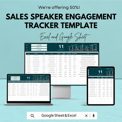 Sales Speaker Engagement Tracker Template | Excel and Google Sheets Speaker Management Dashboard | Event & Engagement Tracker