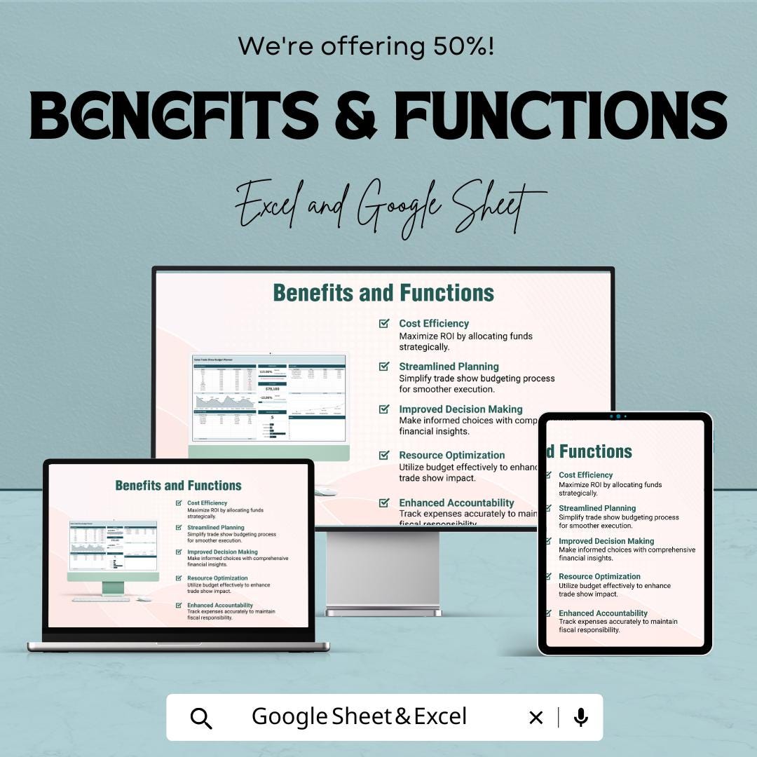 Sales Trade Show Budget Planner | Google Sheets | Event Budget Tracker | Expense Management | Trade Show Planner | Budgeting Template
