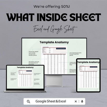Interest Amortization Schedule Template | Loan Payment Tracker | Excel Google Sheets