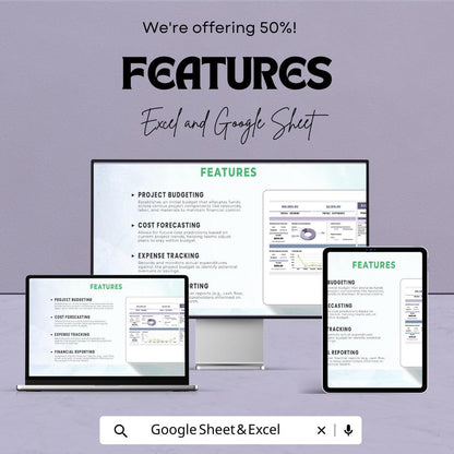 Finance Project Template | Project Budget Planner | Cost Forecasting Spreadsheet | Expense Tracking Sheet