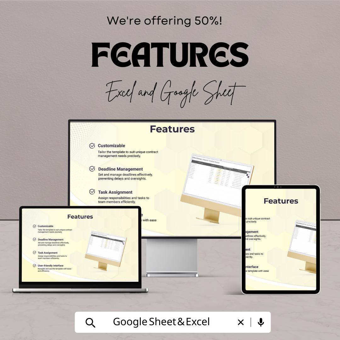 Sales Contract Lifecycle Timeline Tracker Template | Excel & Google Sheets | Contract Management Spreadsheet | Sales Timeline Tracker
