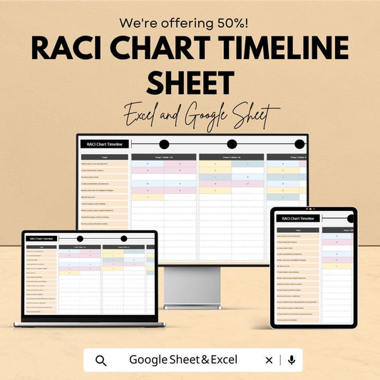 RACI Chart Timeline Sheet | Excel and Google Sheets Template | Project Management, Task Assignment & Team Collaboration | Instant Download