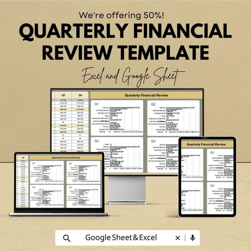 Quarterly Financial Review Template | Business Performance Dashboard | KPI Tracking | Financial Statement Review Template