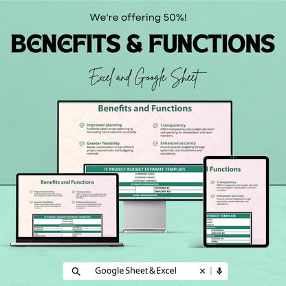 IT Project Budget Template | IT Budget Estimate Spreadsheet | Project Cost Estimator | IT Expense Tracker Sheet