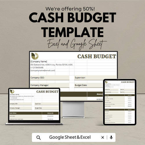 Cash Budget Template | Cash Flow Tracker Spreadsheet | Income and Expense Planner | Financial Tracker | Monthly Budget Sheet