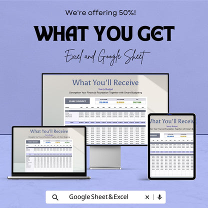 Yearly Budget Template | Excel and Google Sheets | Annual Finance Planner | Income and Expense Tracker | Personal & Business Budget