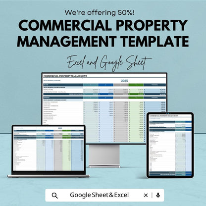 Commercial Property Management Template | Property Management Spreadsheet | Rental Income Tracker | Real Estate Management Sheet |