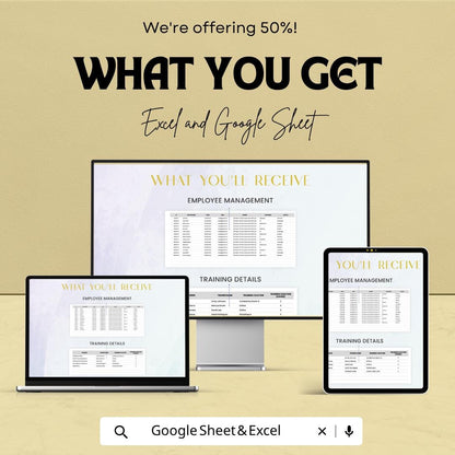 Employee Training Log Template Excel | HR Training Tracker Spreadsheet | Compliance Training Record | Employee Training Sheet |