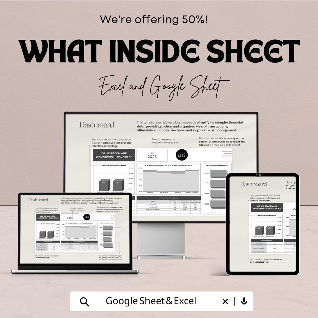 Job Ad Reach and Engagement Tracker HR Template | Recruitment Analytics Dashboard | Excel & Google Sheets