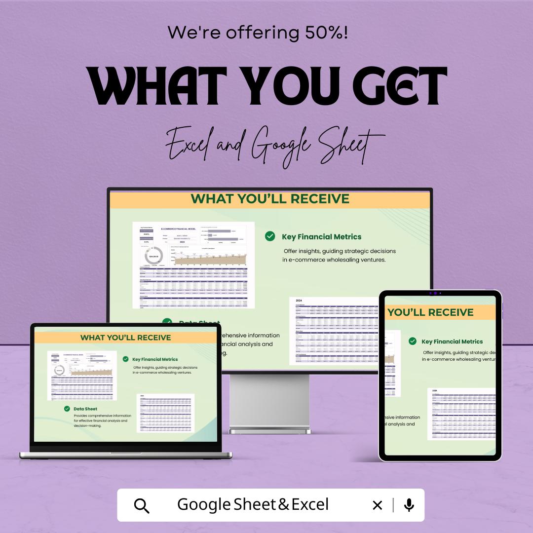 Wholesaling E-Commerce Financial Model Template | Wholesale Business Forecast | Profit and Cash Flow Model | Inventory & Sales Planner
