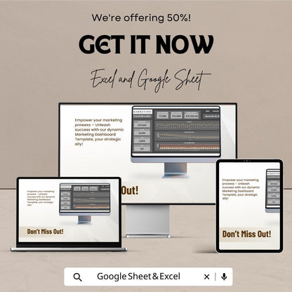 Marketing Dashboard Sheet | KPI Tracker | Marketing Performance Tracker | Excel & Google Sheet Template | Business Analytics Dashboard