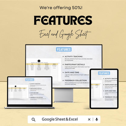 Employee Wellness Activity Log Template | Excel & Google Sheets | Workplace Wellness Tracker | Employee Engagement Spreadsheet
