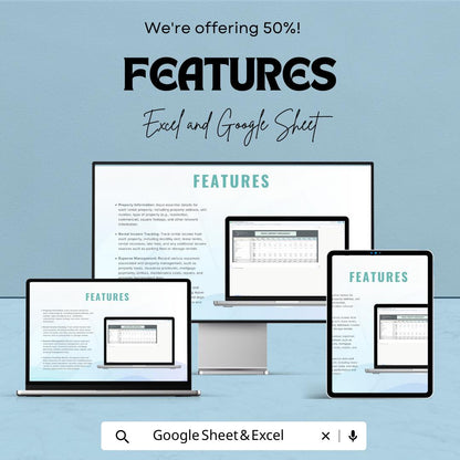 Rental Property Spreadsheet Template, Rental Income Tracker, Landlord Expense Tracker, Real Estate Investment Sheet