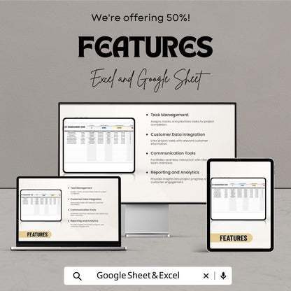 Project Management CRM Template | Business Tracker Spreadsheet | Google Sheets & Excel | Client and Task Management System | CRM Dashboard |