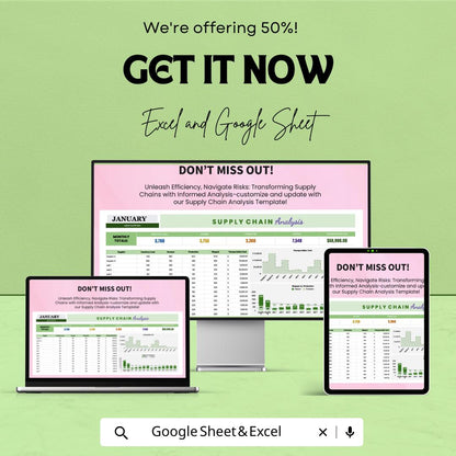 Supply Chain Analysis Template | Supply Chain Dashboard for Excel and Google Sheets | Logistics & Inventory Analytics